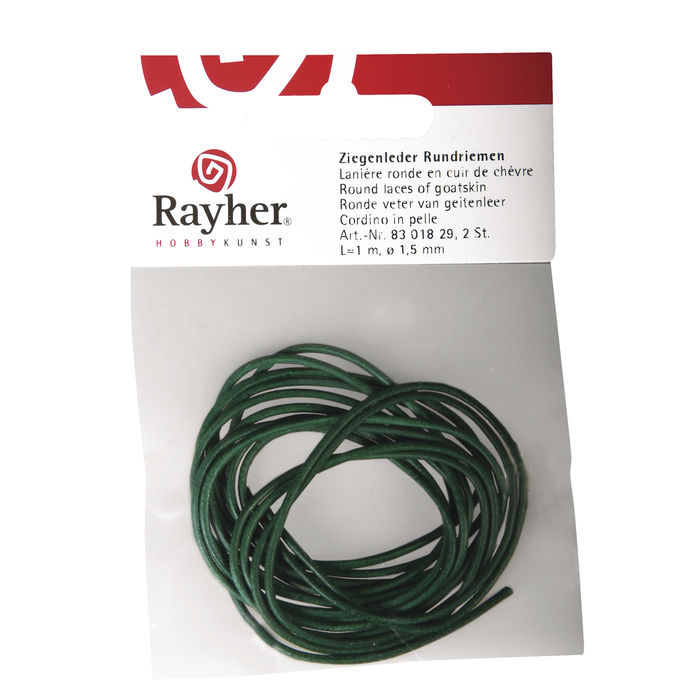 SALE Ziegenlederriemen, 1,5mm �, 100cm, 2 St., gr�n