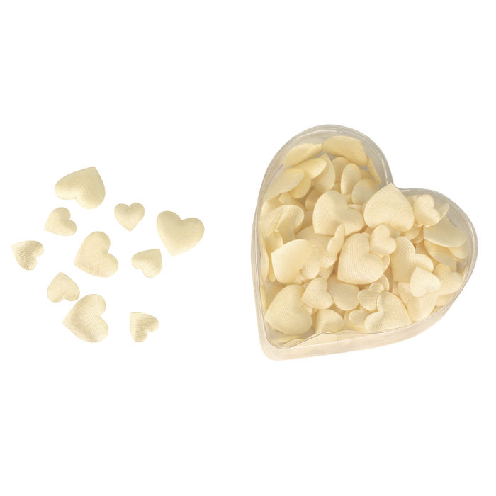 SALE Satin-Streuteile: Herz, 13+20 mm, 100 St., creme