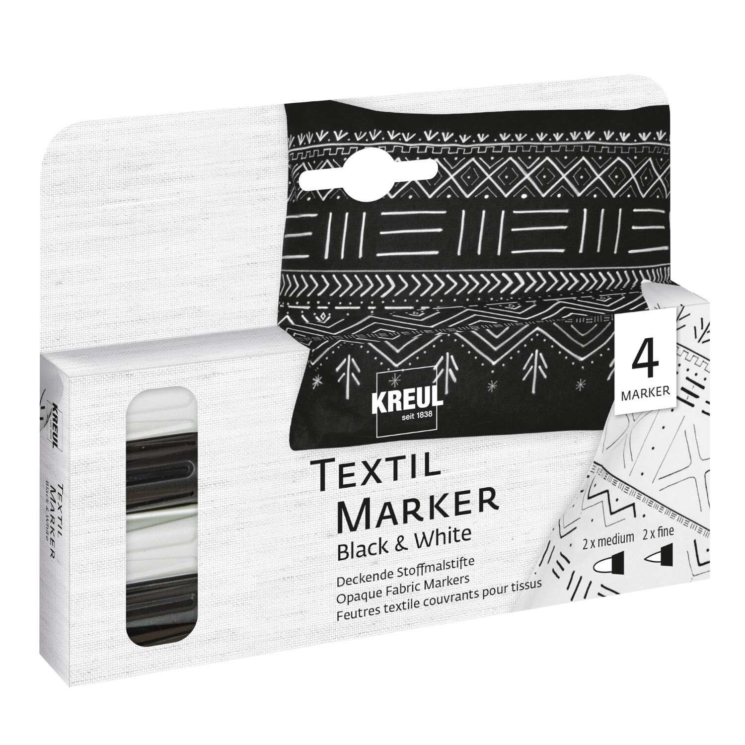 NEU Textil-Marker-Set Opak Black & White, 4 St�ck
