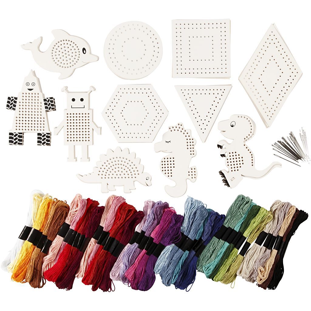Gruppen-Kreativset Stickfiguren, Gr��e 8-17 cm, Sortierte Farben