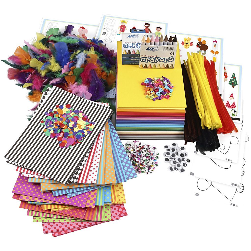 Gro�es Kreativ-Set mit Materialien und Schablonen, Sortierte Farben, 1 Set