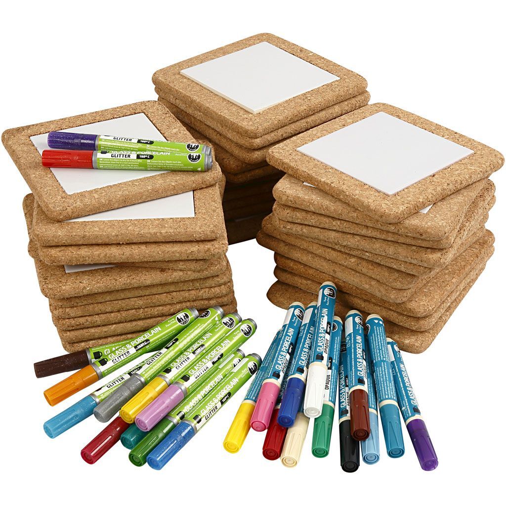 Gruppen-Kreativset Untersetzer, Gr��e 15,5x15,5 cm, Sortierte Farben