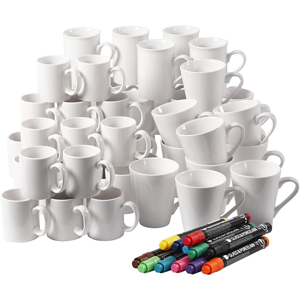 Gruppen-Kreativset Porzellanbecher, H�he 7-10 cm, Wei�, 1 Set