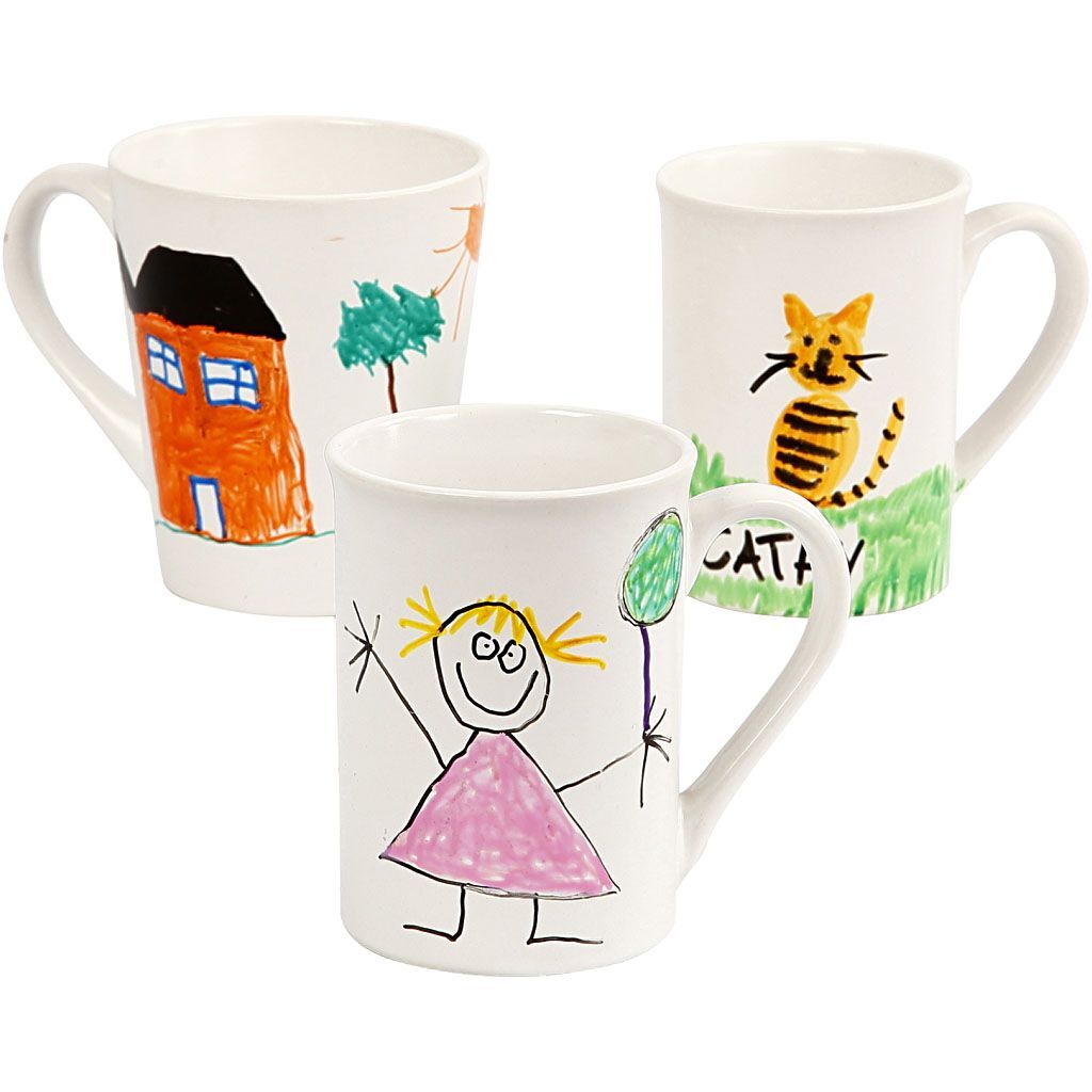 Gruppen-Kreativset Porzellanbecher, H�he 7-10 cm, Wei�, 1 Set Bild 3
