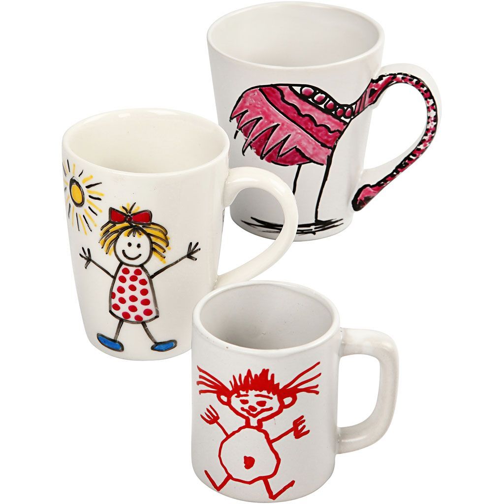 Gruppen-Kreativset Porzellanbecher, H�he 7-10 cm, Wei�, 1 Set Bild 2