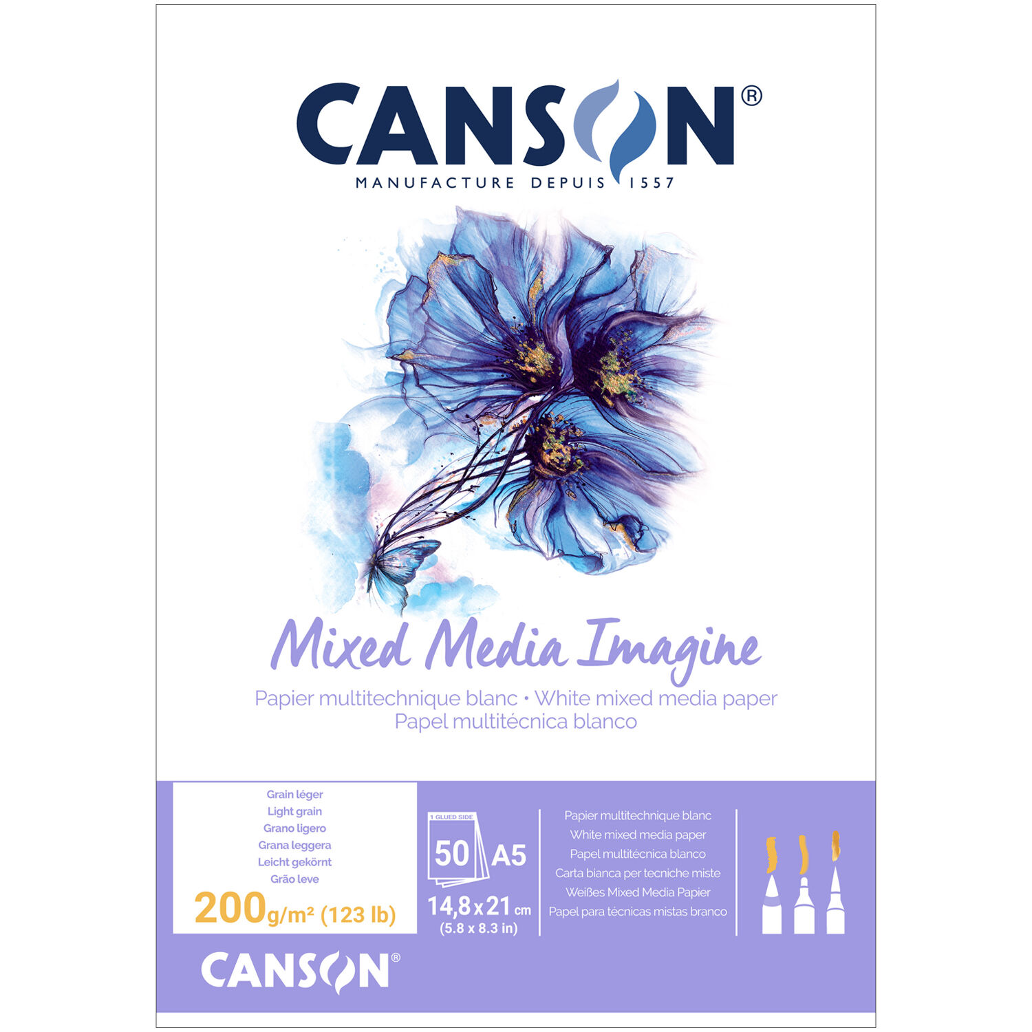 NEU Imagine Mixed Media Block geleimt, DIN A5, 50 Blatt, 200 g/m�, Leicht gek�rnt