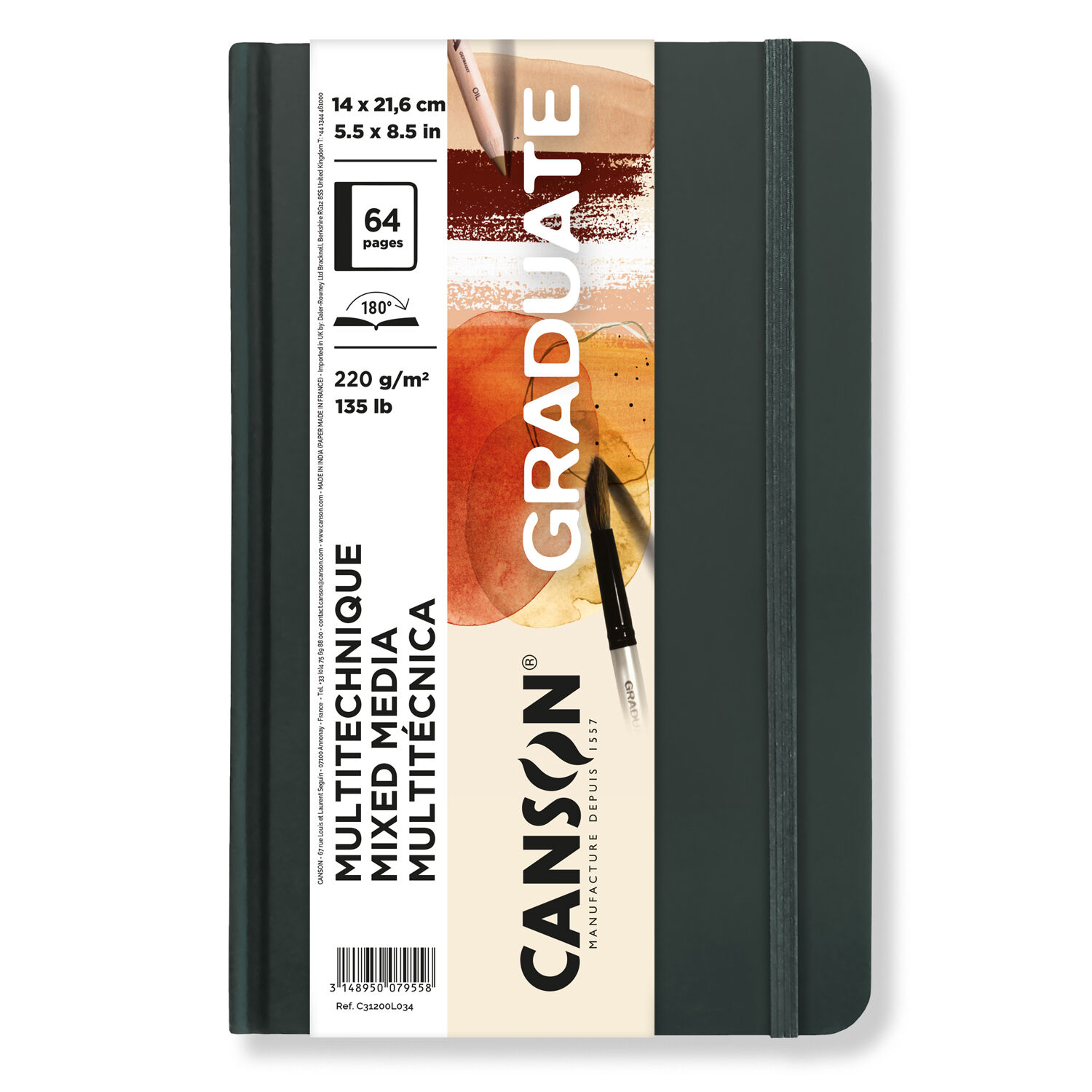 NEU Graduate Mixed Media Buch Natur 64 Seiten, 14x21,6 cm, 220 g/m�, Hochformat, k�rnig / glatt