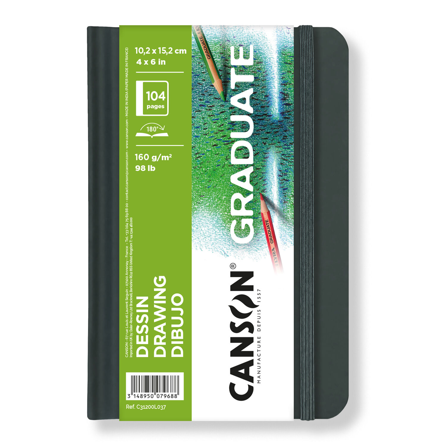NEU Graduate Dessin Skizzenbuch 104 Seiten, 10,2x15,2 cm, 160 g/m�, Hochformat, Leicht gek�rnt