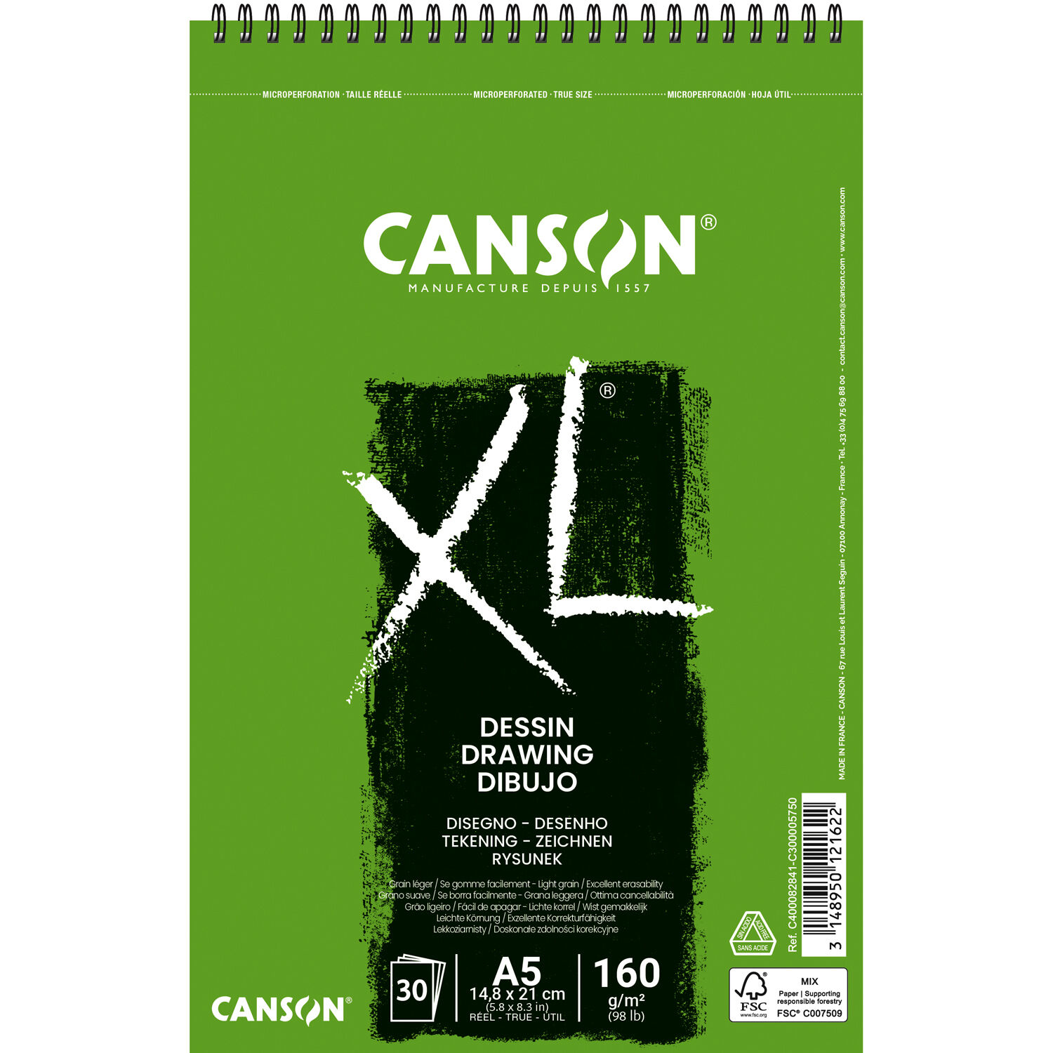 NEU Canson XL Dessin Spiralblock, DIN A5, 30 Blatt, 160 g/m�