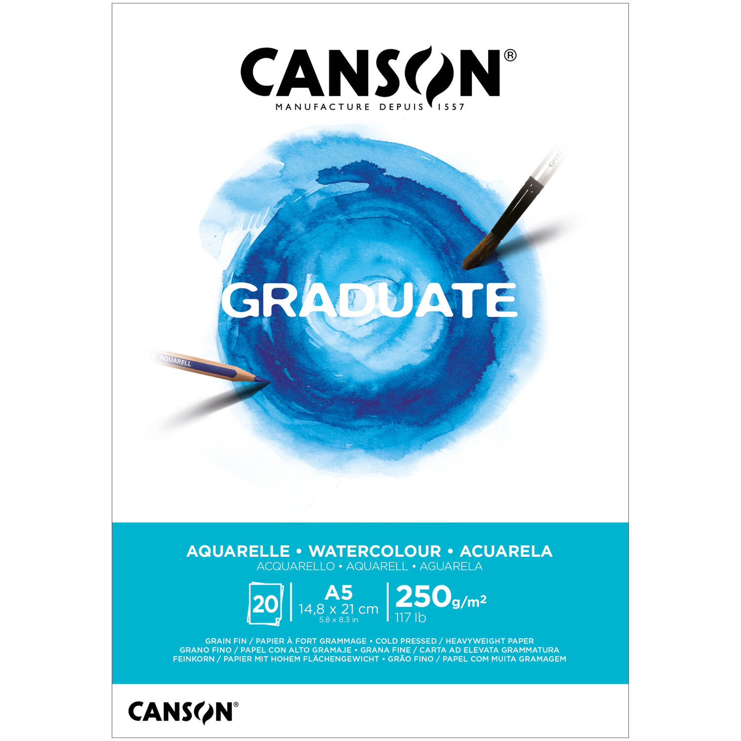 NEU Graduate Aquarellpapier Block, DIN A5, 20 Blatt, 250 g/m�