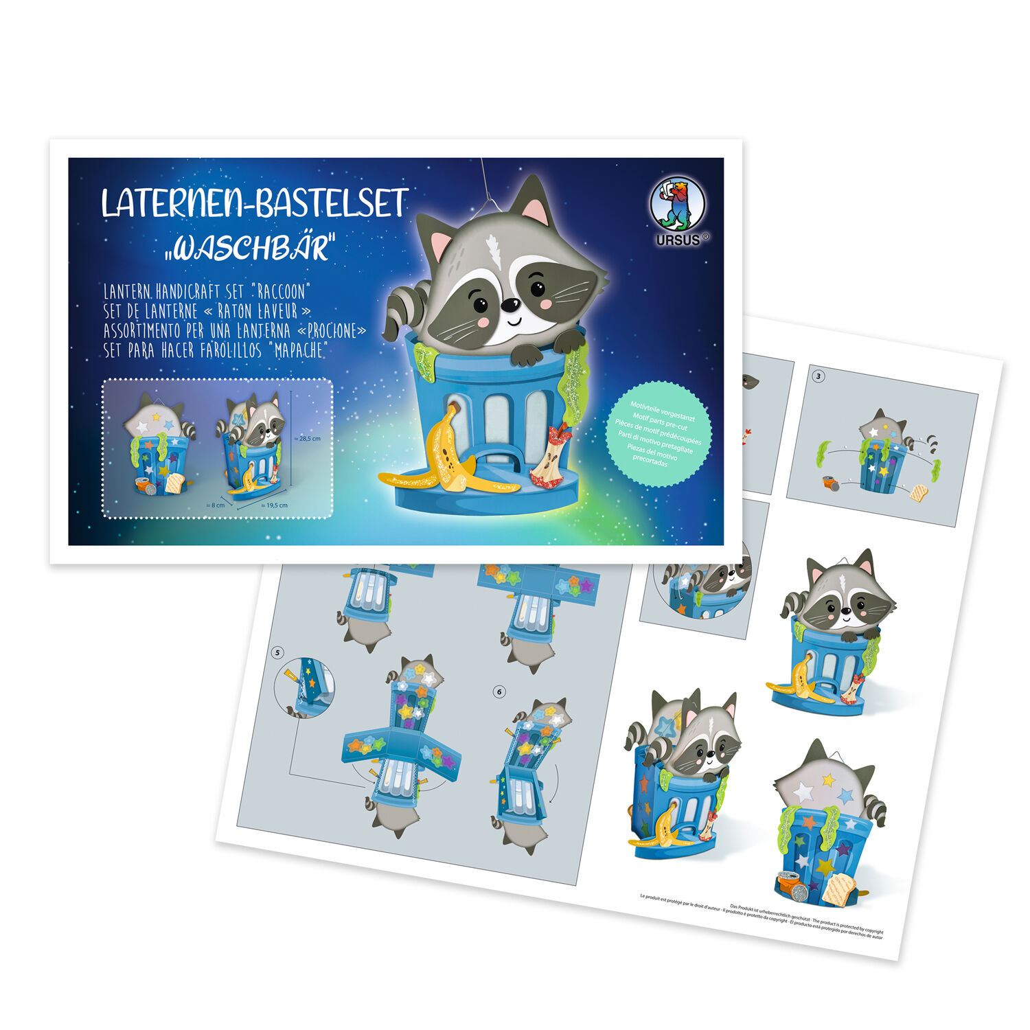 Laternen-Bastelset Waschb�r, inkl. Stanzteile, Transparentpapier und Laternenb�gel Bild 2