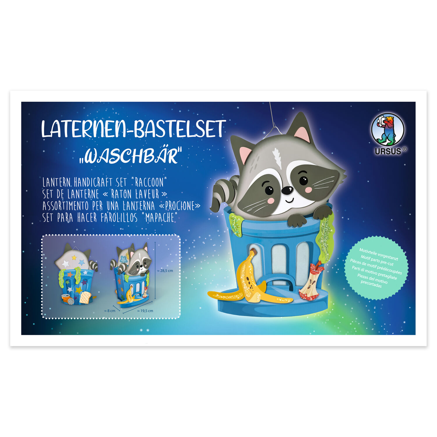 Laternen-Bastelset Waschb�r, inkl. Stanzteile, Transparentpapier und Laternenb�gel