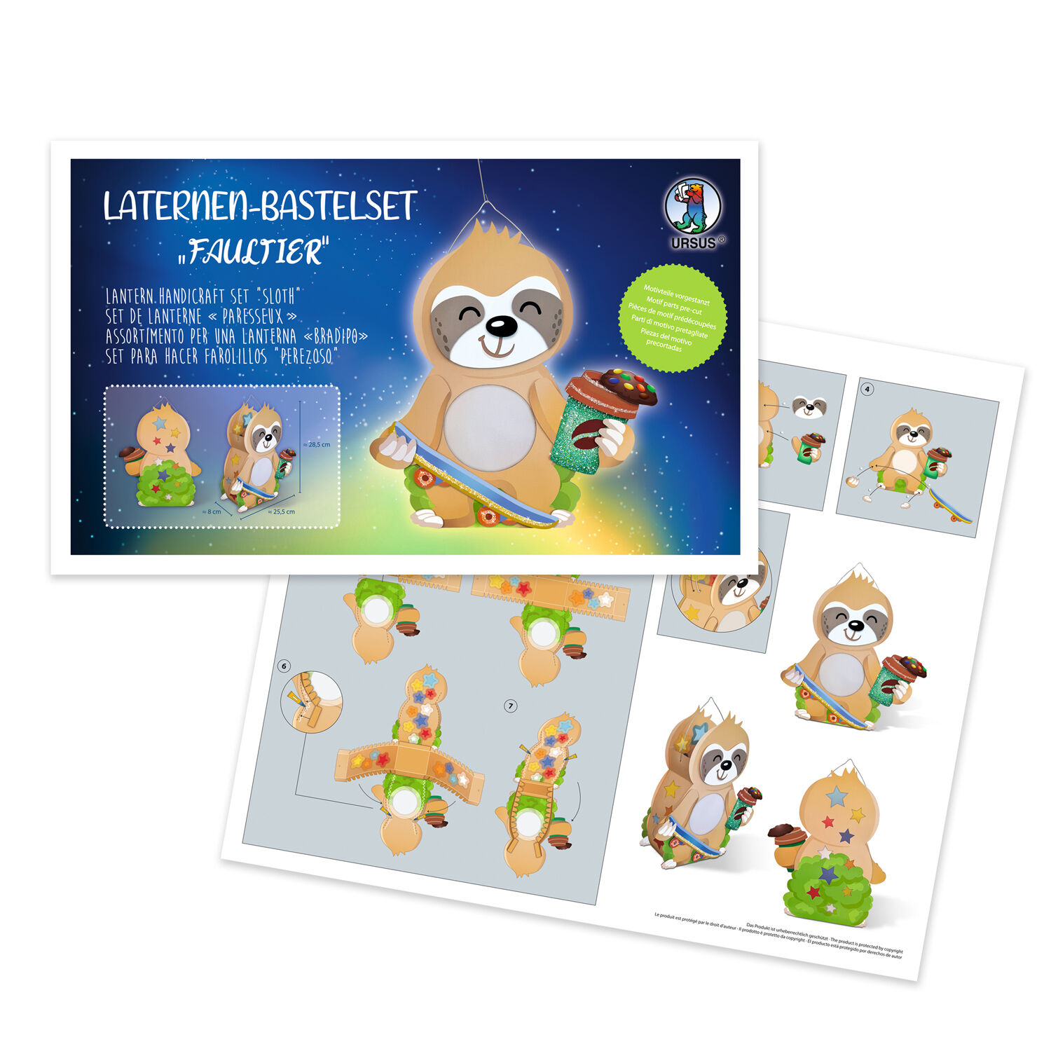 Laternen-Bastelset Faultier, inkl. Stanzteile, Transparentpapier und Laternenb�gel Bild 2