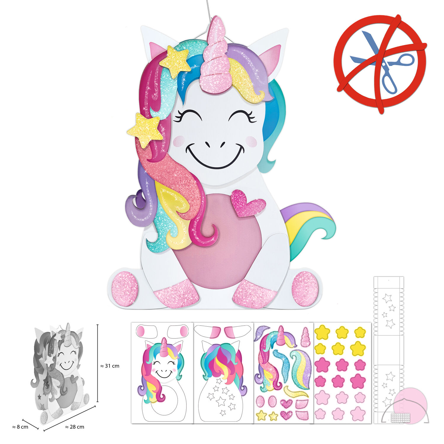 Laternen-Bastelset Einhorn, inkl. Stanzteile, Transparentpapier und Laternenb�gel Bild 4
