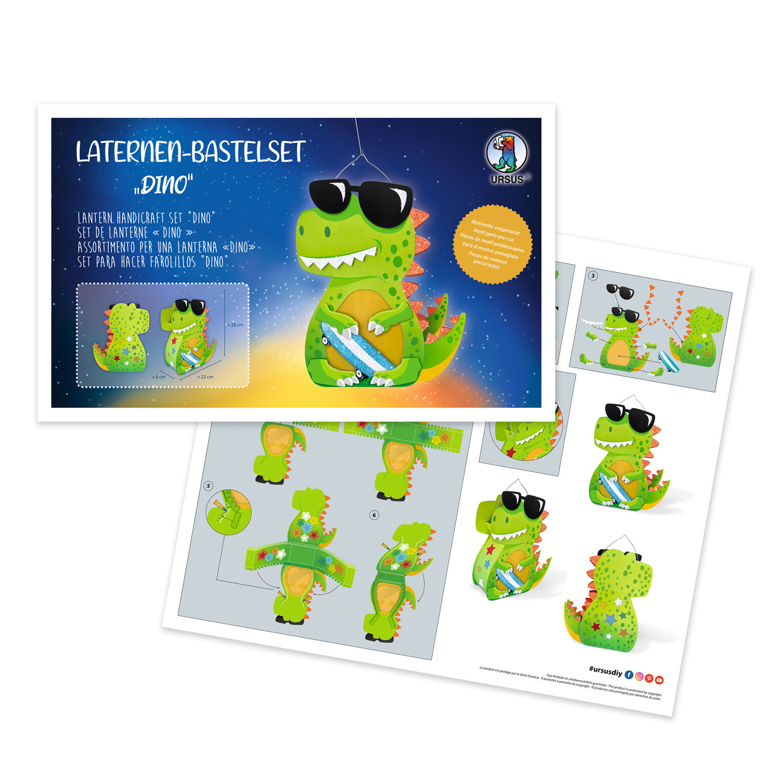 Laternen-Bastelset Dino, inkl. Stanzteile, Transparentpapier und Laternenb�gel Bild 2