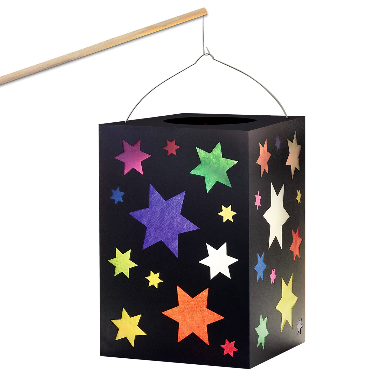 Laternen-Bastelset f�r eine Laterne ca. 14 x 20 cm, eckig, schwarz, Sterne Bild 3