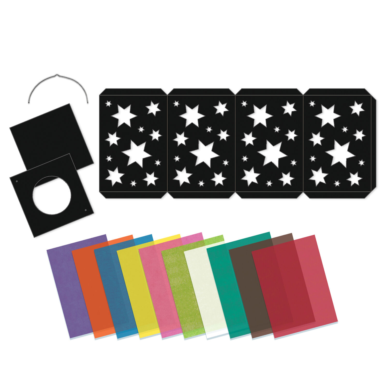 Laternen-Bastelset f�r eine Laterne ca. 14 x 20 cm, eckig, schwarz, Sterne Bild 2