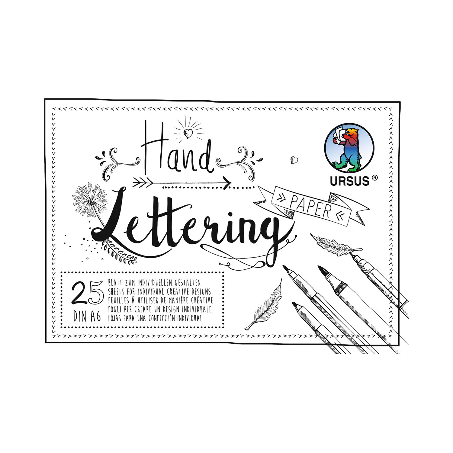 Handlettering Papier, Tonkarton Wei�, 200g/qm, 25 Blatt, DIN A6