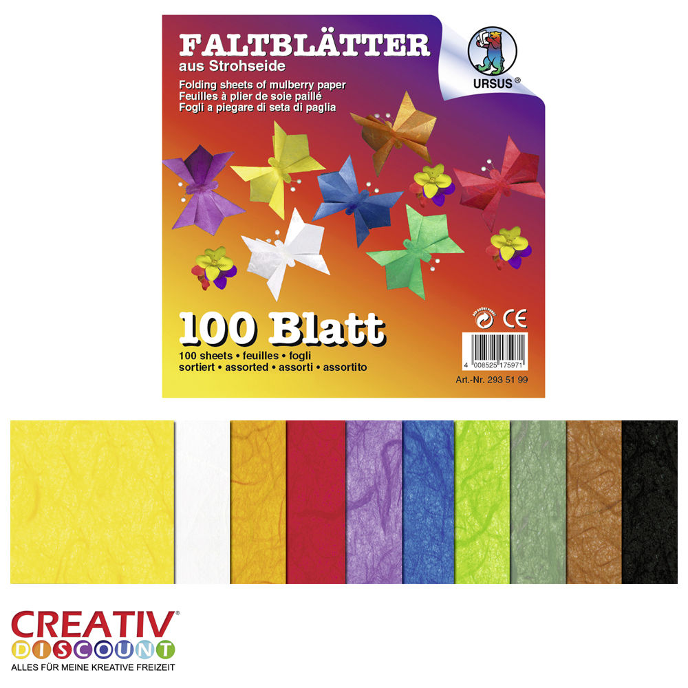 Strohseide-Faltbl�tter 100 Blatt, 9,5x9,5cm