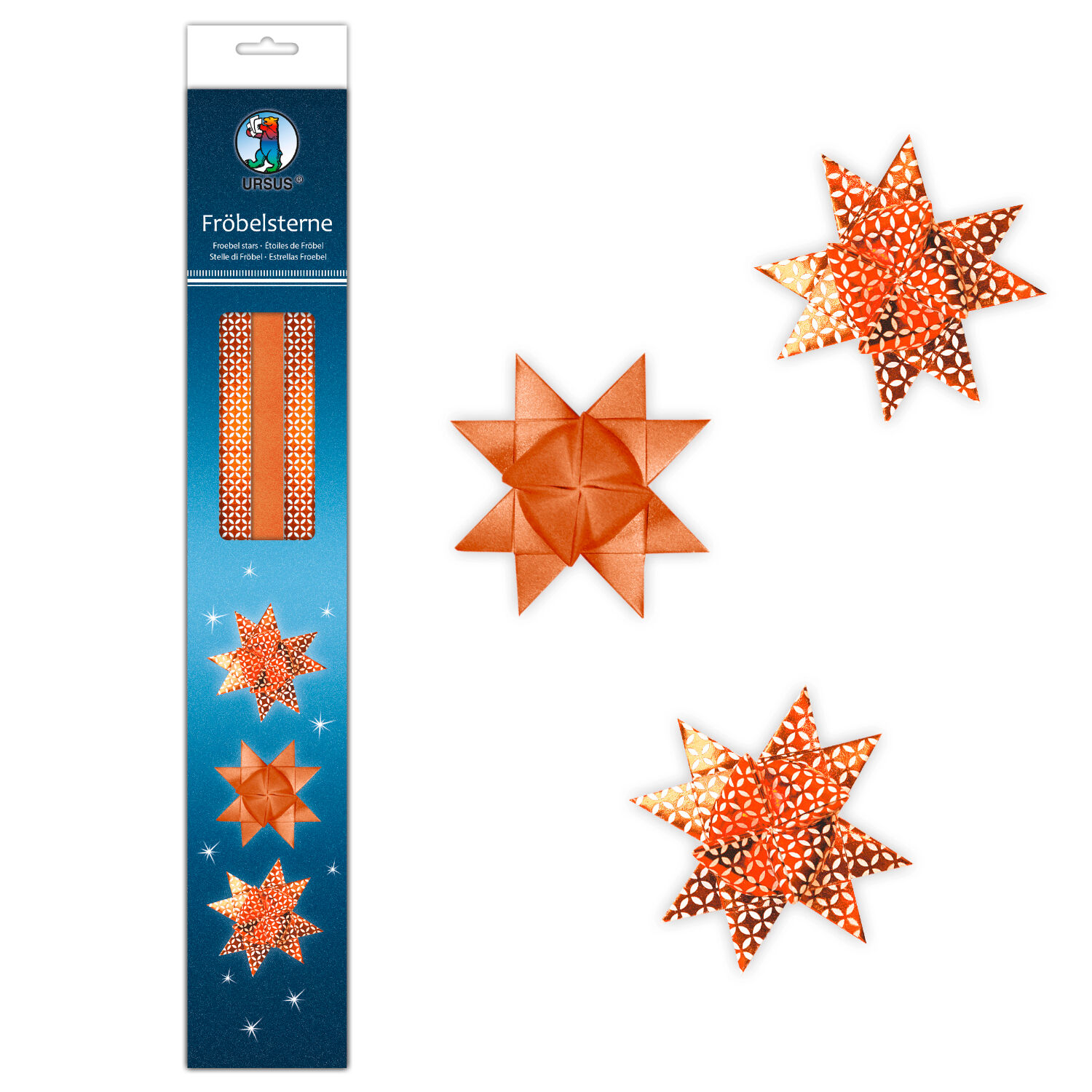 NEU Fr�belsterne Kupfer-Wei�, 80 Streifen, 2 Designs f�r 20 Sterne 6,5cm