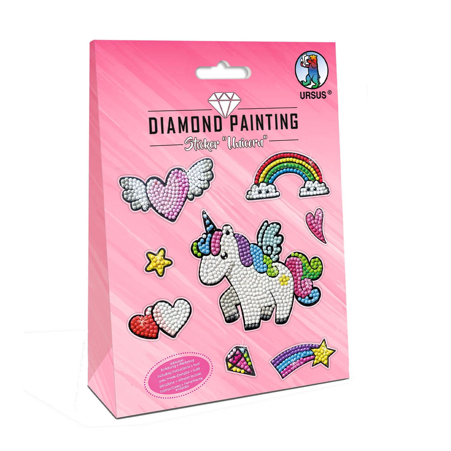 Diamond Painting Bastelset f�r Sticker mit Zubeh�r, Unicorn / Einhorn