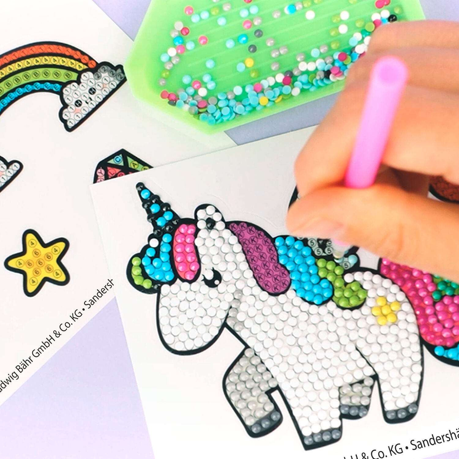 Diamond Painting Bastelset f�r Sticker mit Zubeh�r, Unicorn / Einhorn Bild 4
