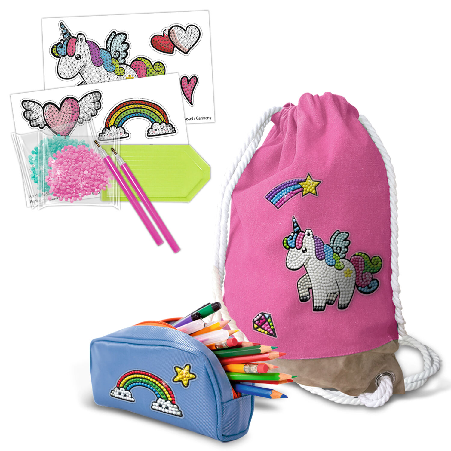 Diamond Painting Bastelset f�r Sticker mit Zubeh�r, Unicorn / Einhorn Bild 3