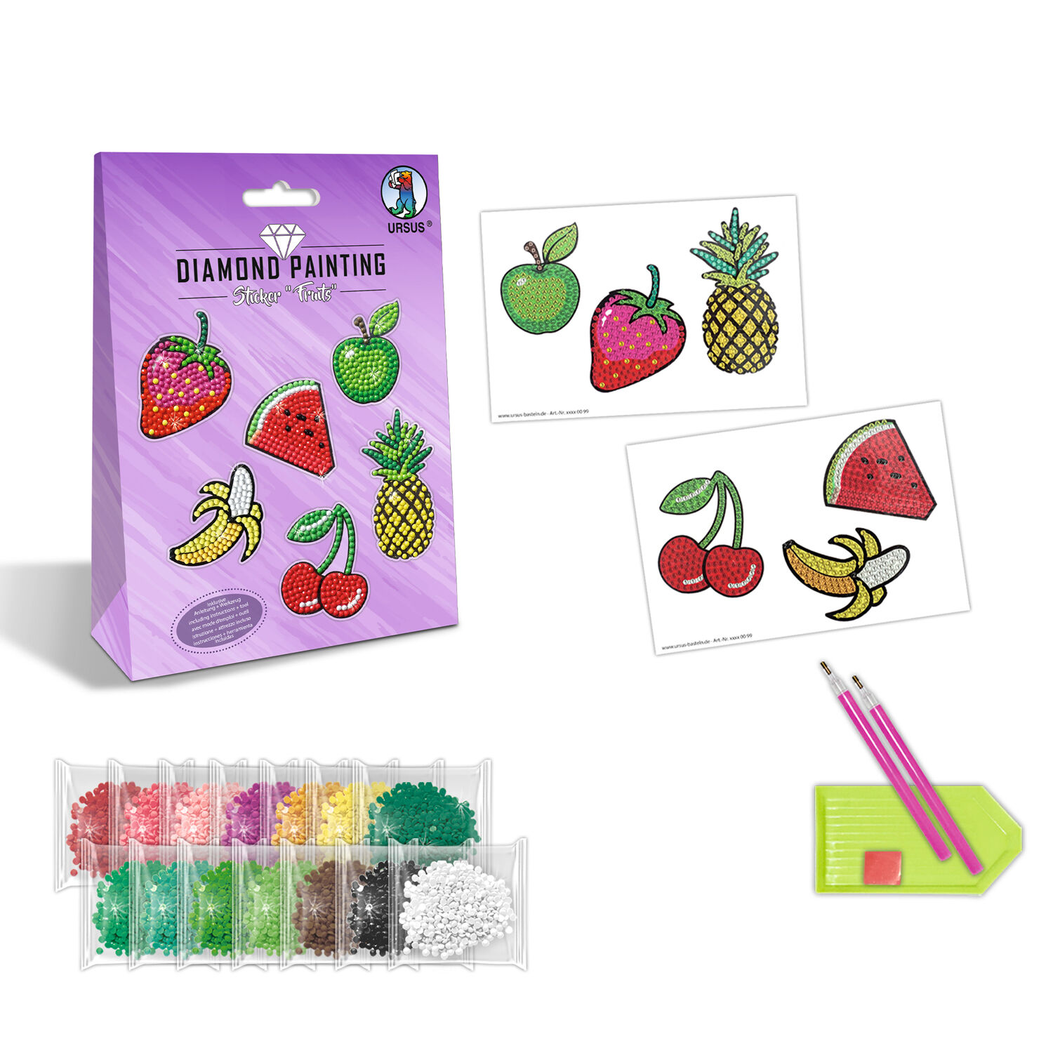 Diamond Painting Bastelset f�r Sticker mit Zubeh�r, Fr�chte Bild 2