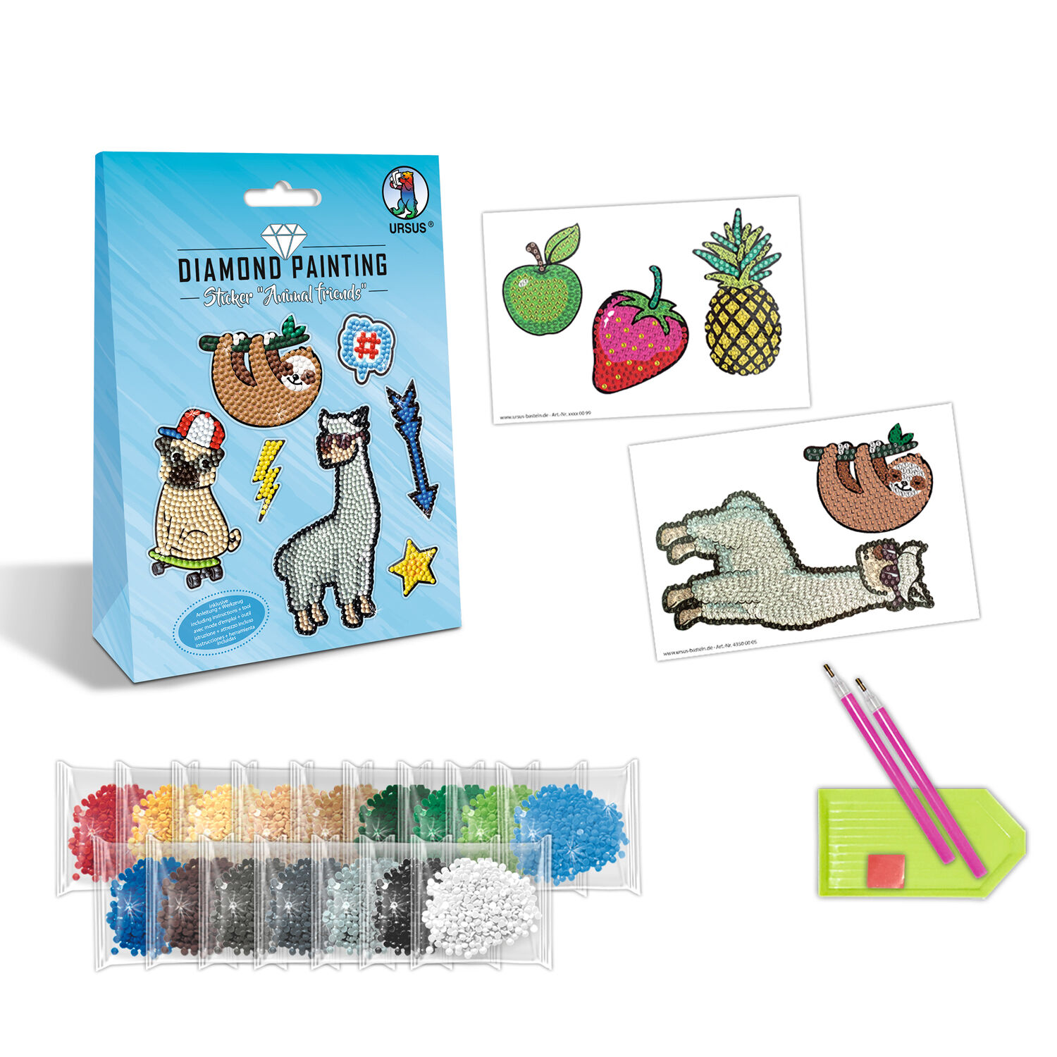 Diamond Painting Bastelset f�r Sticker mit Zubeh�r, Tierische Freunde Bild 2