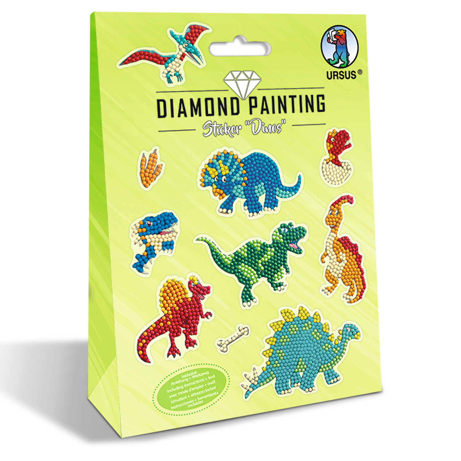 Diamond Painting Bastelset f�r Sticker mit Zubeh�r, Dinos