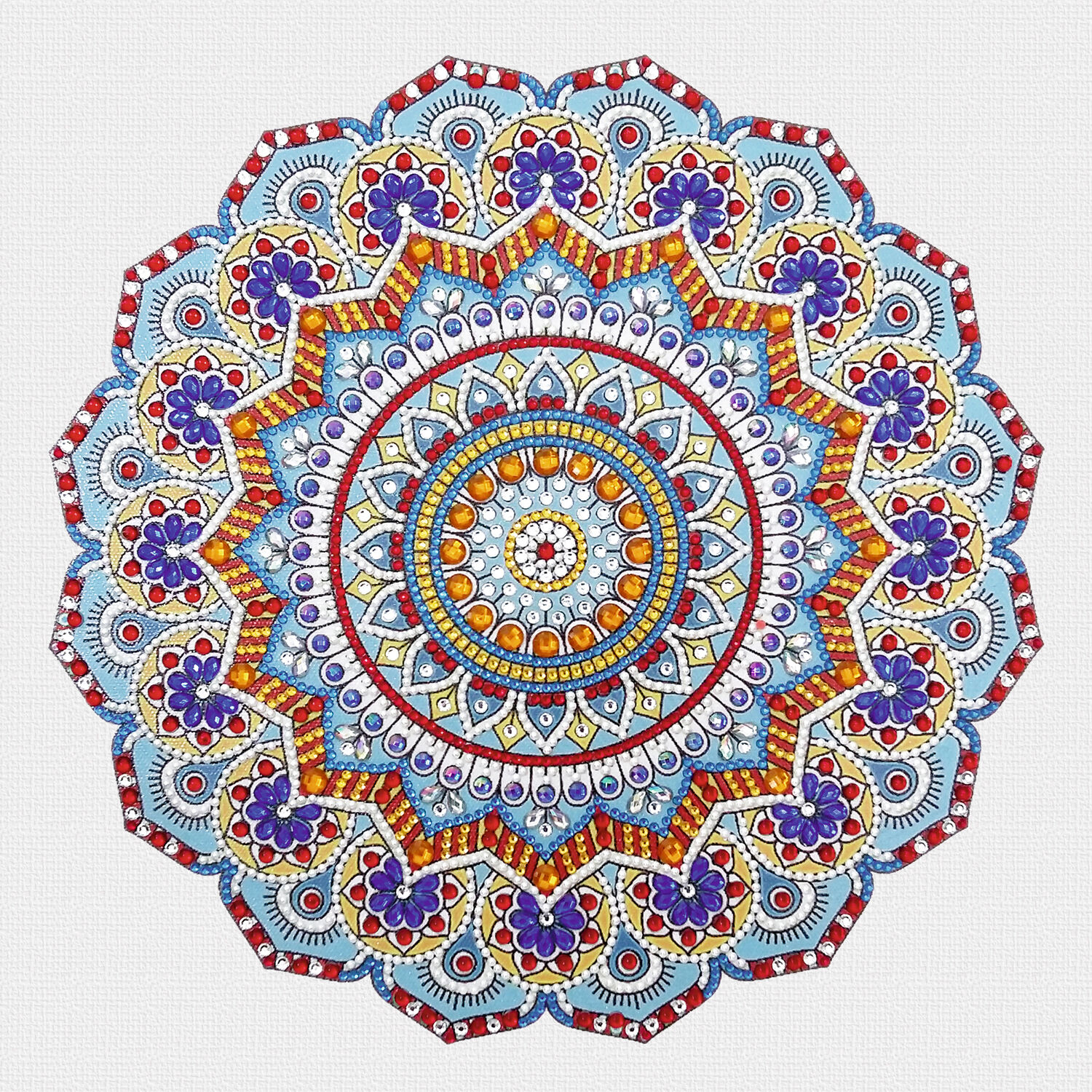 Diamond Painting Set Mandala, 30 x 30 cm Keilrahmen mit Zubeh�r, Hellblau-Rot-Gelb Bild 4