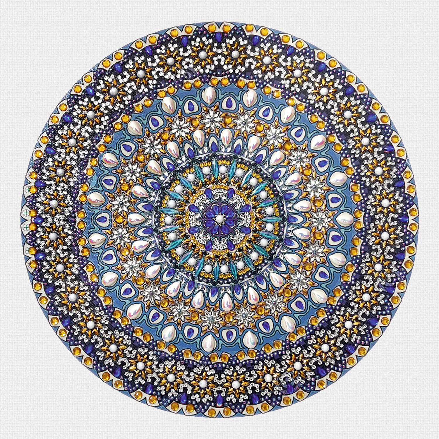 Diamond Painting Set Mandala, 30 x 30 cm Keilrahmen mit Zubeh�r, Blau-Wei�-Gelb Bild 4