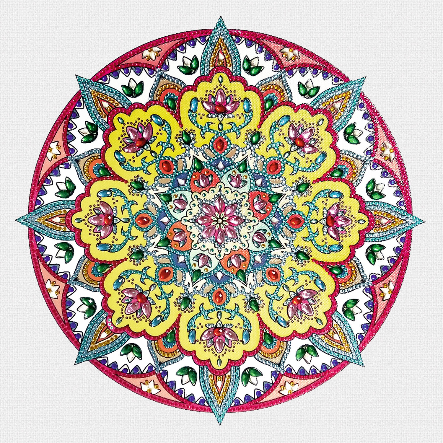 Diamond Painting Set Mandala, 30 x 30 cm Keilrahmen mit Zubeh�r, Gelb-Wei�-Rot Bild 4