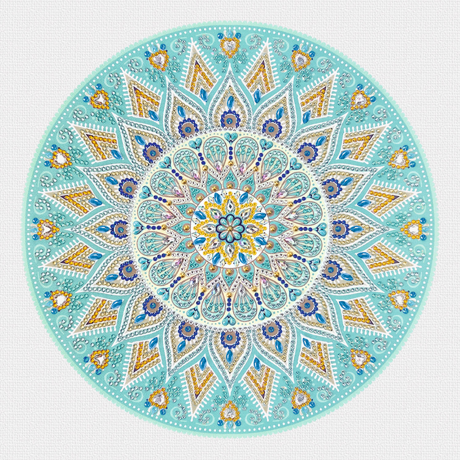 Diamond Painting Set Mandala, 30 x 30 cm Keilrahmen mit Zubeh�r, Hellblau-Taupe-Wei� Bild 4