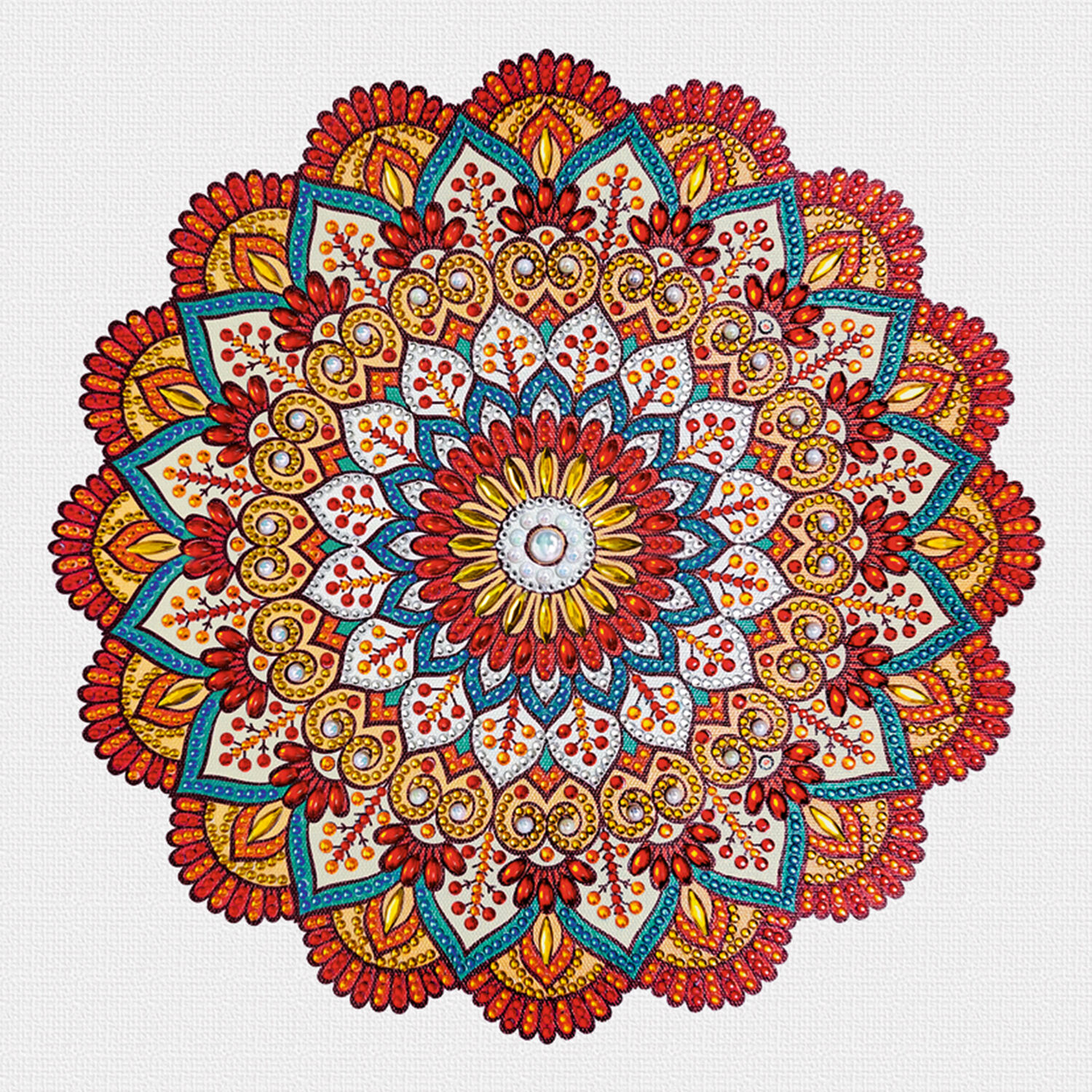 Diamond Painting Set Mandala, 30 x 30 cm Keilrahmen mit Zubeh�r, Rot-Orange-Petrol Bild 4