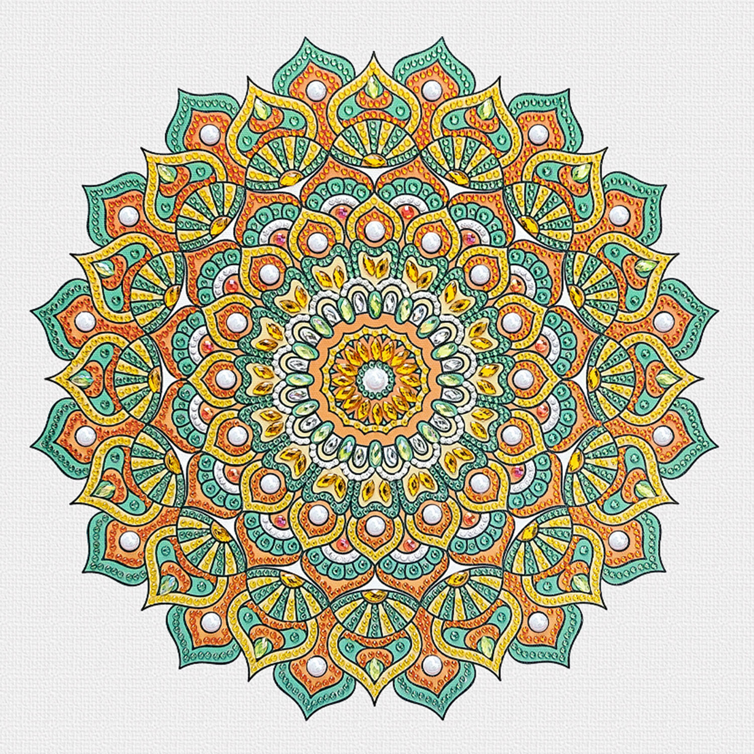 Diamond Painting Set Mandala, 30 x 30 cm Keilrahmen mit Zubeh�r, Mint-Orange-Gelb Bild 4