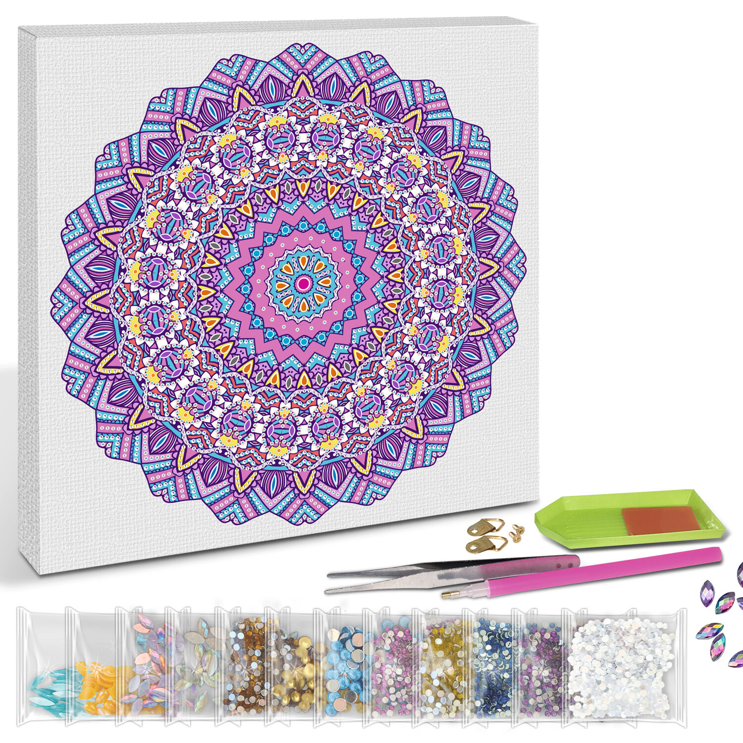 Diamond Painting Set Mandala, 30 x 30 cm Keilrahmen mit Zubeh�r, Lila-Pink-Blau Bild 2