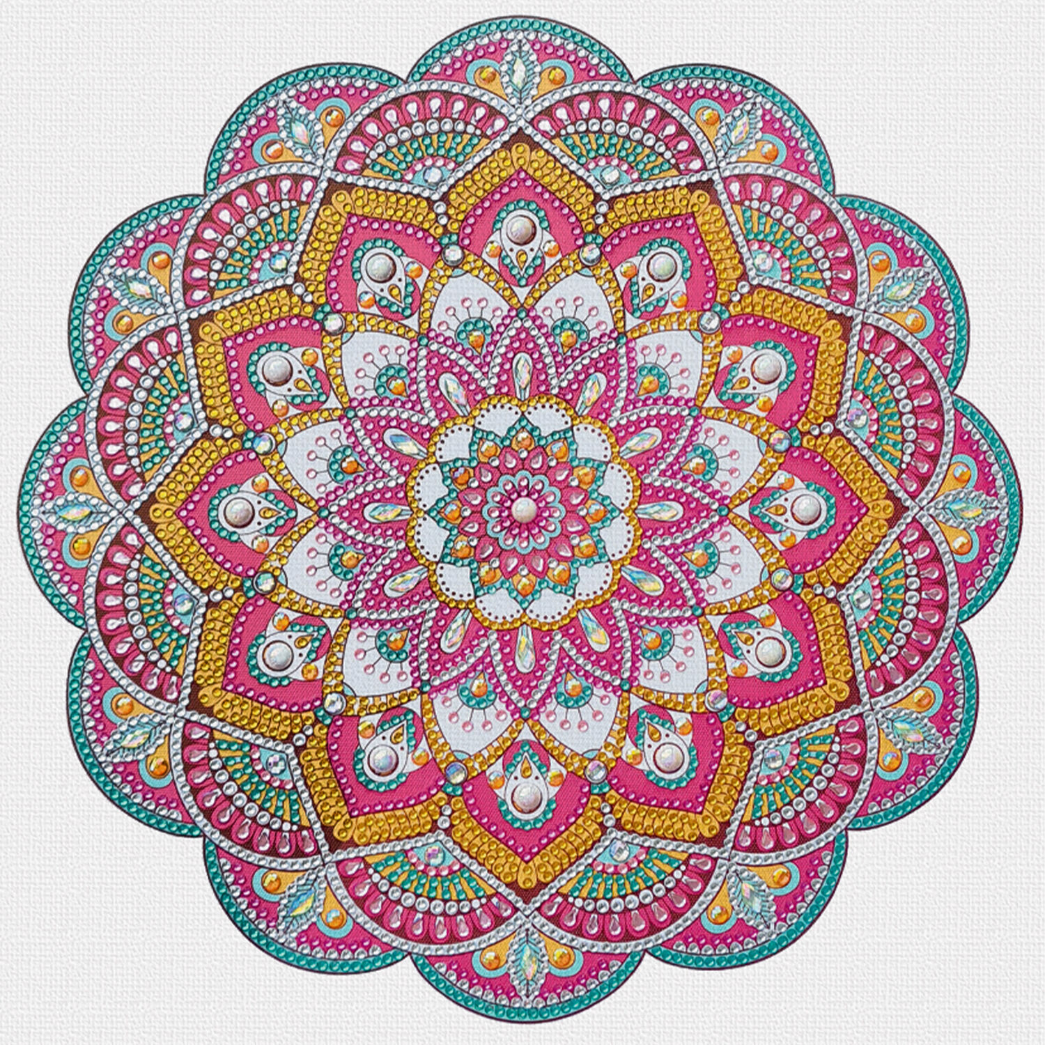 Diamond Painting Set Mandala, 30 x 30 cm Keilrahmen mit Zubeh�r, Magenta-Mint-Orange Bild 4
