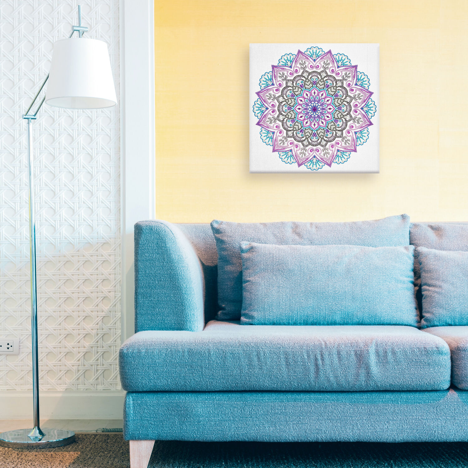 Diamond Painting Set Mandala, 30 x 30 cm Keilrahmen mit Zubeh�r, T�rkis-Lila-Anthrazit Bild 3