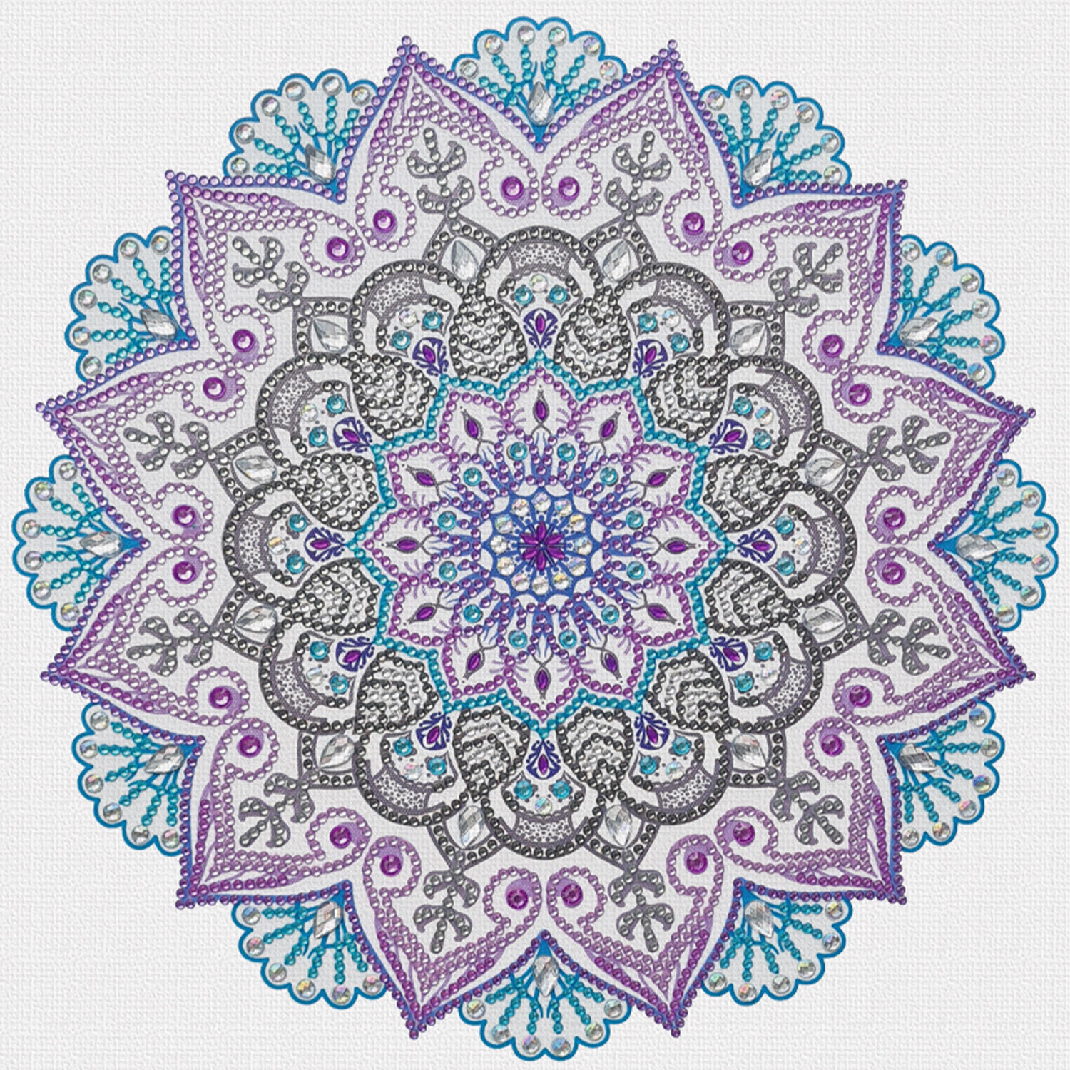 Diamond Painting Set Mandala, 30 x 30 cm Keilrahmen mit Zubeh�r, T�rkis-Lila-Anthrazit Bild 4