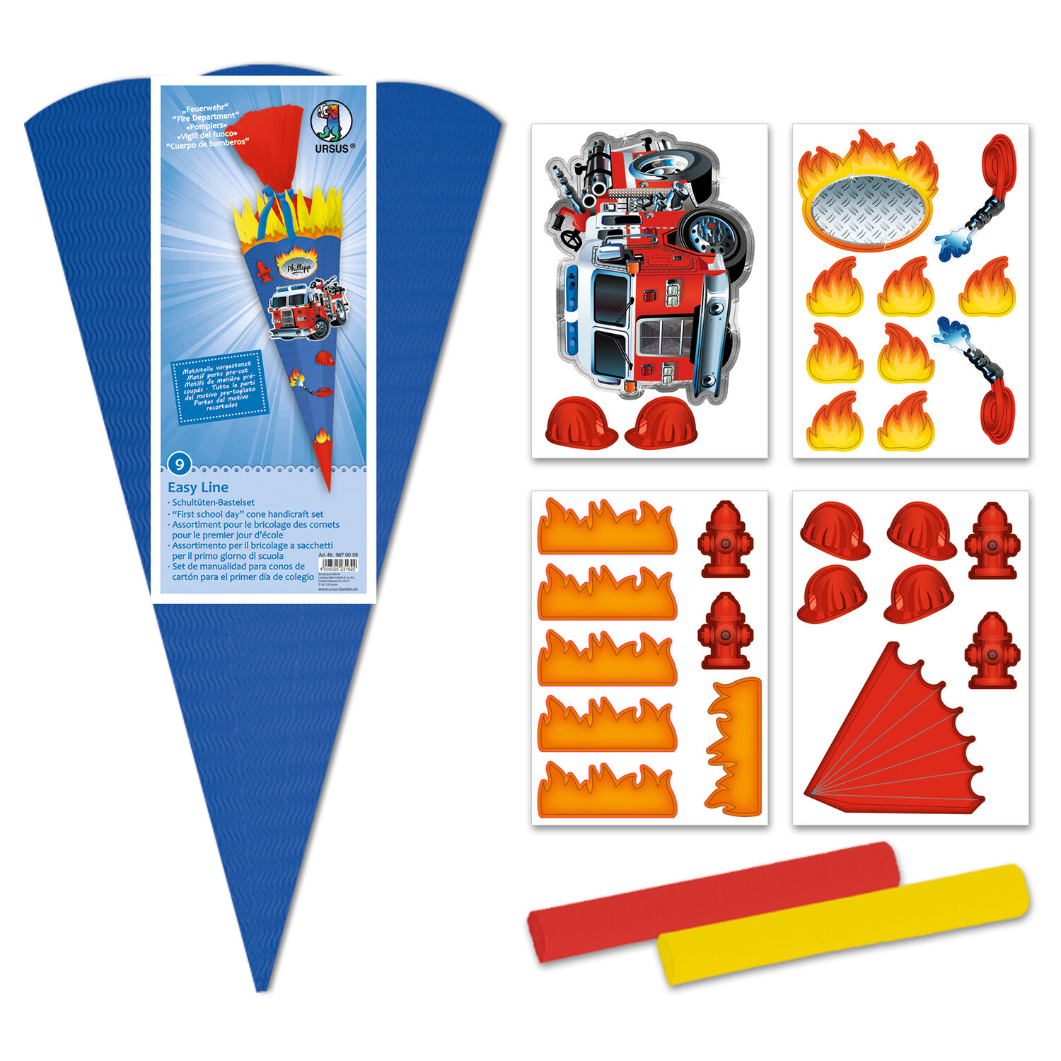 Schult�ten-Bastelset Easy Line, inkl. Zubeh�r & Anleitung, 68 cm, dunkelblau, Feuerwehr Bild 2