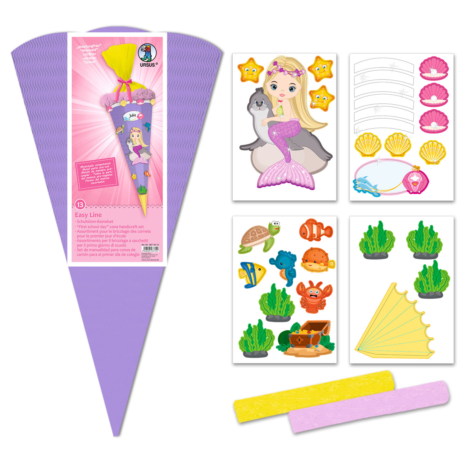 Schult�ten-Bastelset Easy Line, inkl. Zubeh�r & Anleitung, 68 cm, lila, Meerjungfrau Bild 2