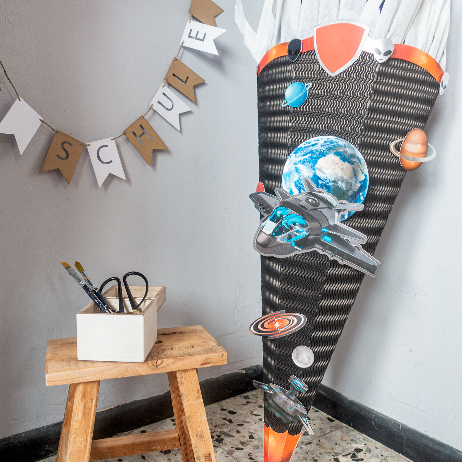 Schult�ten-Bastelset Easy Line, inkl. Zubeh�r & Anleitung, 68 cm, schwarz, Spaceship Bild 4