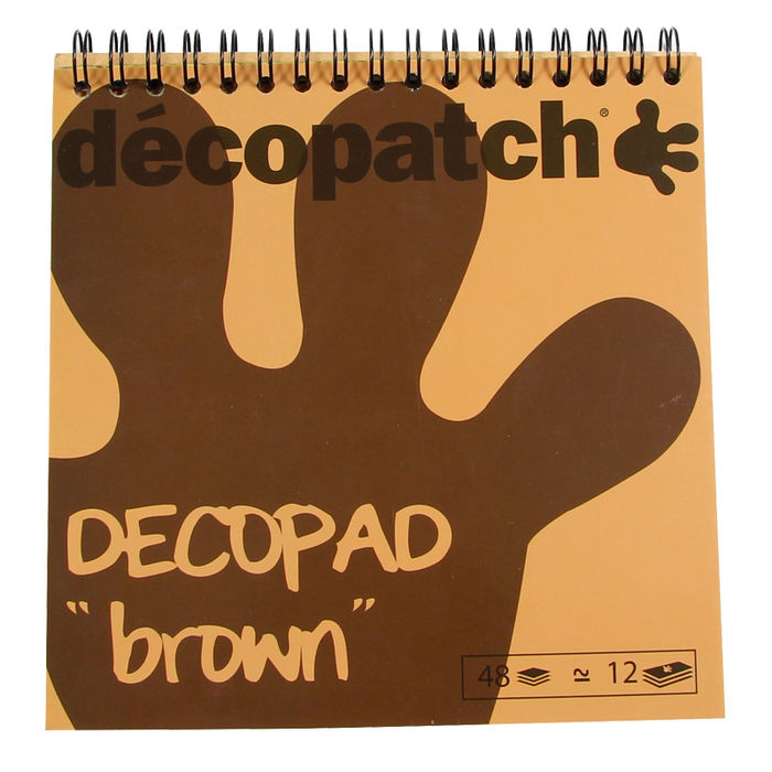 SALE Decopad, 12 x 4 Bl�tter, 15cm x 15 cm, braun