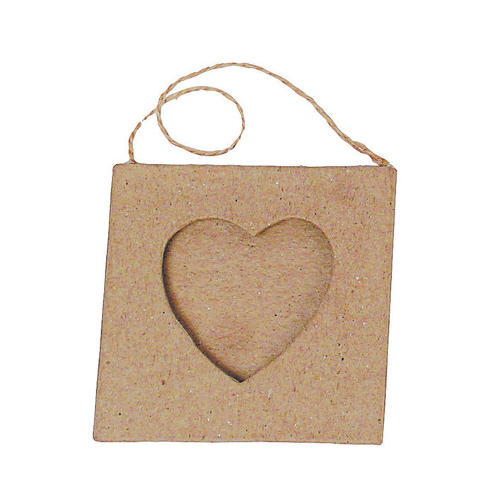 SALE Pappmach�-Rahmen, ca. 8x8cm, Ausschnitt: Herz
