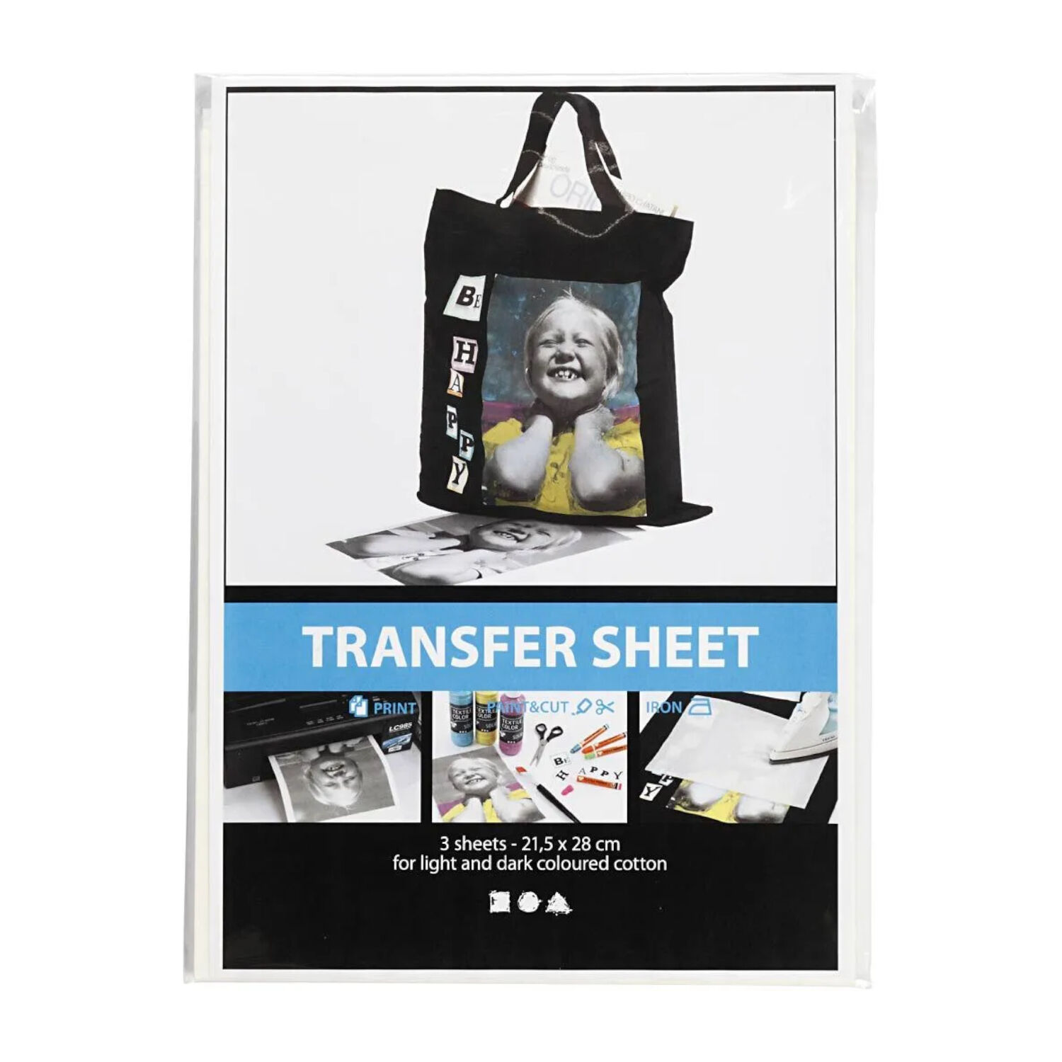NEU Transfer-B�gelfolie, f�r helle und dunkle Textilien, 3 Blatt 21,5 x 28 cm, Wei�