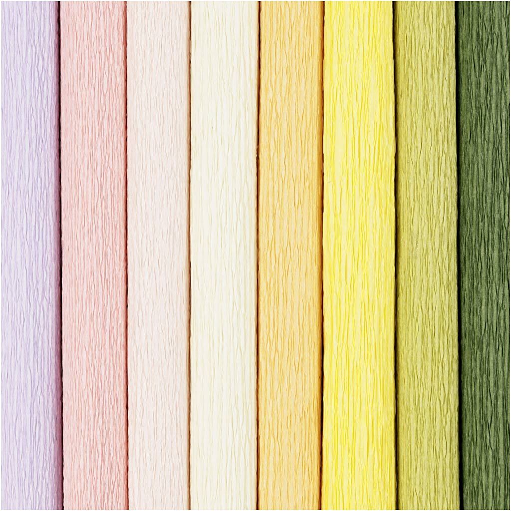 Floristen-Krepppapier, 25x60 cm, Extrastark, 105 g, Pastellfarben, 8 Rollen Bild 2