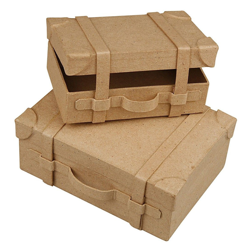 Nostalgie Koffer Set aus Pappmach�, 2 St�ck