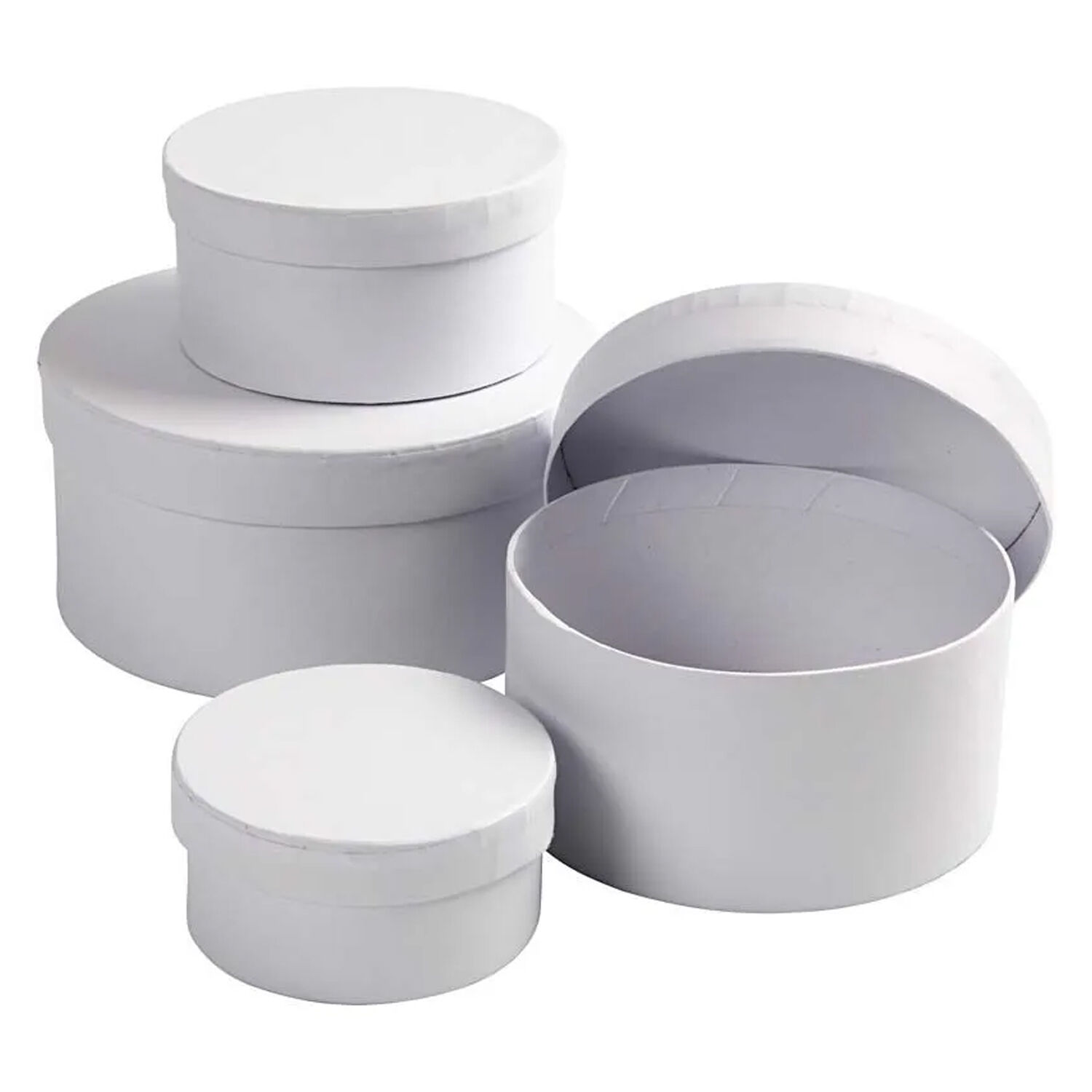 NEU Schachteln / Geschenkkartons rund, 4er Set, H 4+5+6+7 cm, � 8+10+12+14 cm