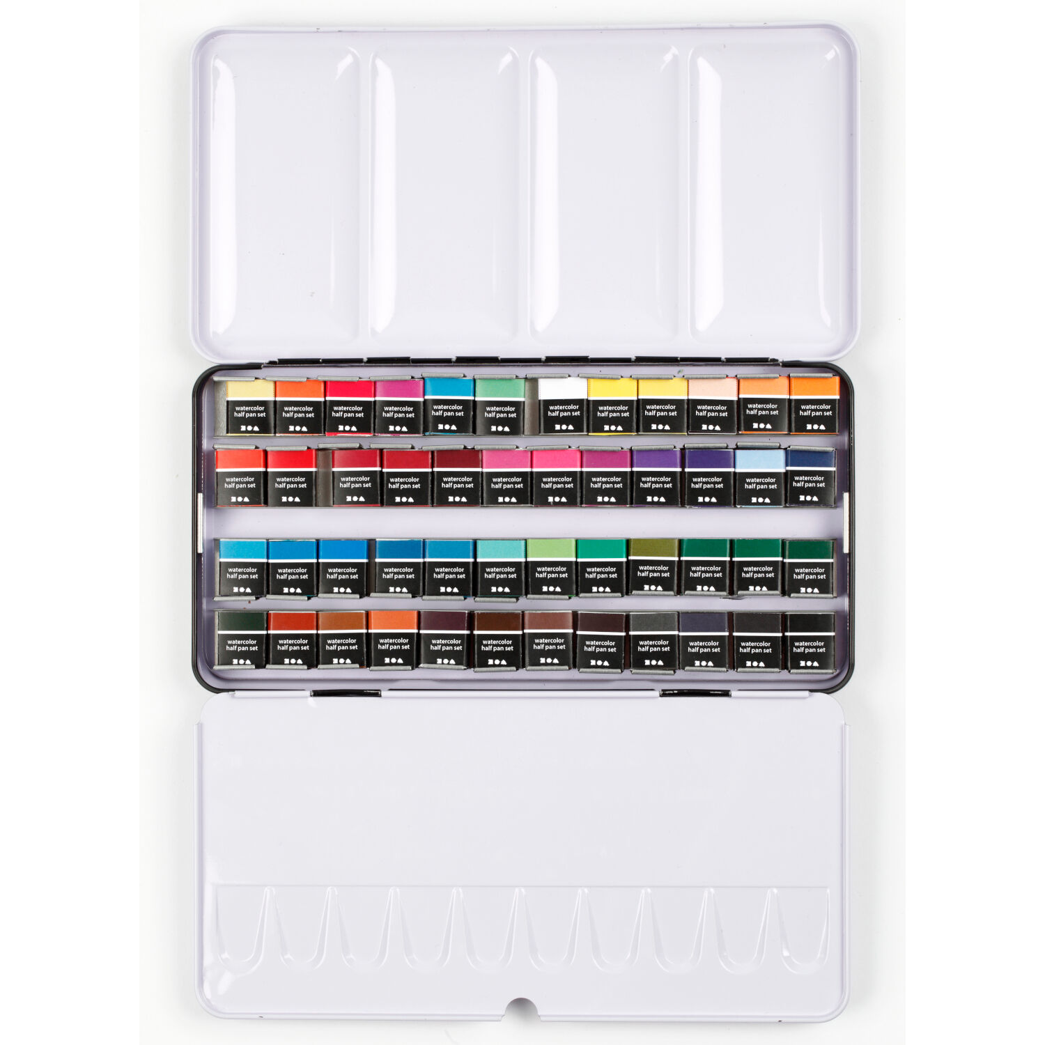 NEU Aquarellkasten Metall, Art Aqua Standard-Farben, gef�llt mit 48x 1/2 N�pfchen